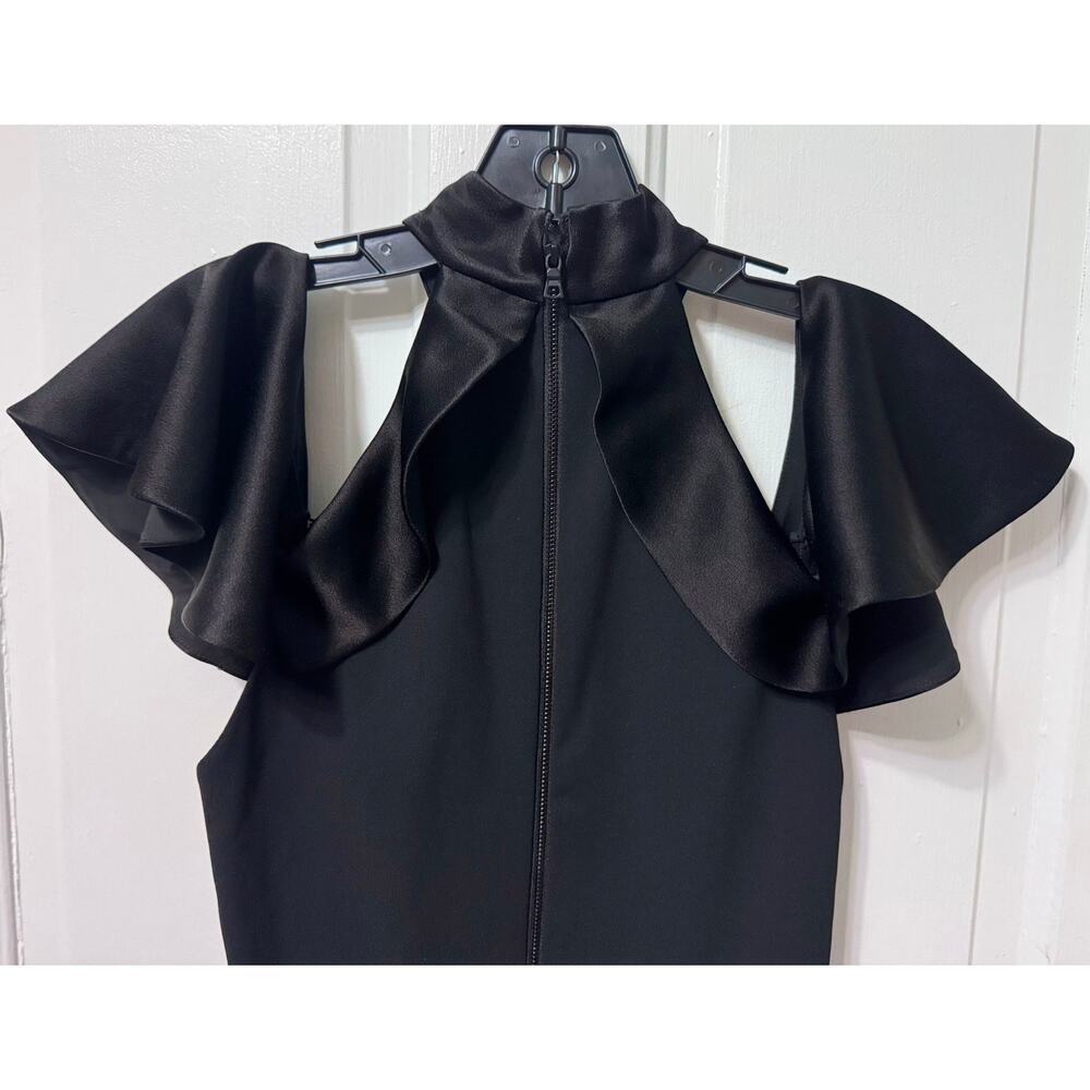NWT Alice & Olivia Black Cold Shoulder Ruffle Romper Size 8 - Picture 7 of 10